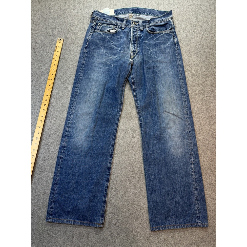 Loomstate Men's Jeans 32x28 Organic Cotton Button Fly Blue Denim‎